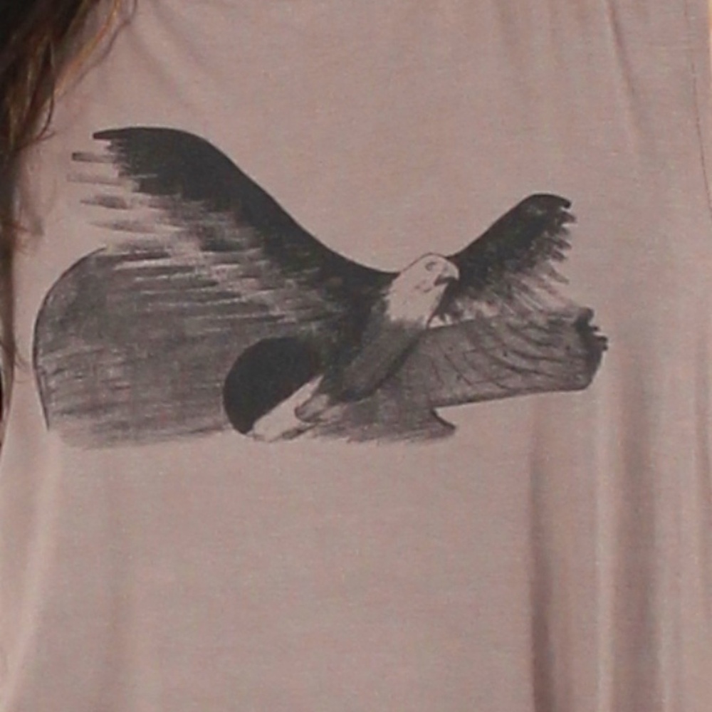 Brown Guitar Eagle Print Sleeveless T-Shirt